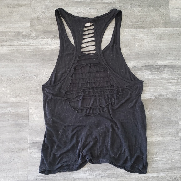Black Slit Back F21 Long Tank - Picture 2 of 4